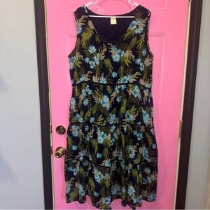 100% Cotton Blair Floral Maxi Dress - Blue, Green size XL